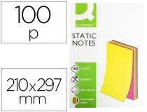 Bloc de notas electrostaticas quita y pon Qconnect 210x297mm 100 hojas 5 KF14525 , fluorescentes