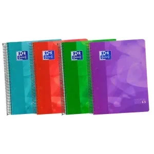 BLOC ESPIRAL OXFORD TAPA PLASTICO OPTIK PAPER MICROPERFORADO DIN A4+ 120H CUADRO 5 MM COLORES SURTIDOS