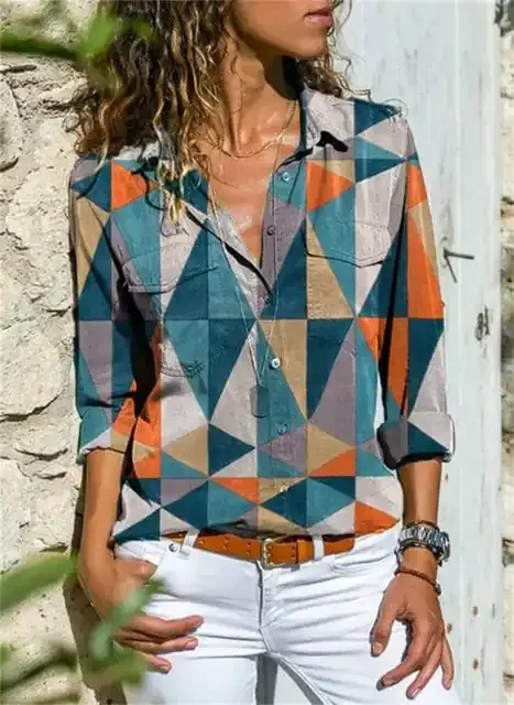 Blusa de Mujer de Manga Larga con Motivos Coloridos
