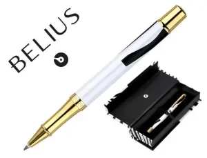 BOLIGRAFO BELIUS DUALITA CUERP O NEGRO DISEÑO BLANCO TINTA AZUL CAJA DE DISEÑO