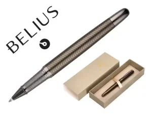BOLIGRAFO BELIUS NEPTUNO ALUMI NIO TEXTURA WAVY COLOR CAQUI TINTA AZUL CAJA DE DISEÑO