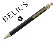 Boligrafo Belius potsdam negro y dorado cuerpo fibra carbon tinta gel azul BB223
