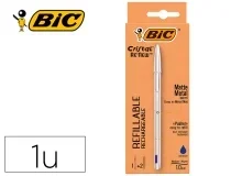 Boligrafo Bic Cristal Renew Cuerpo En Aluminio Mate Tinta Azul + 2 997202