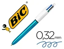 Boligrafo Bic Cuatro Colores Shine Azul Punta De 1 Mm 982874