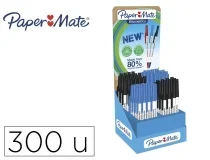 Boligrafo paper mate kilometrico punta 1 mm plastico reciclado 80% expositor de Papermate 2194898 , azul negro