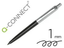 Boligrafo Qconnect Premium De Metal Retractil Con Clip Color Negro Punta 1 Kf18622