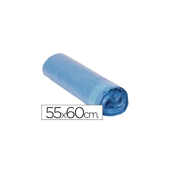 Bolsa basura domestica azul cierra facil 55×60 galga 120 rollo de 20 unidades