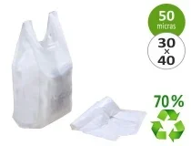 Bolsa Camiseta Reciclada 70% Blanca 50 Mc 30×40 Cm Adecuada Legislacion De 3004043