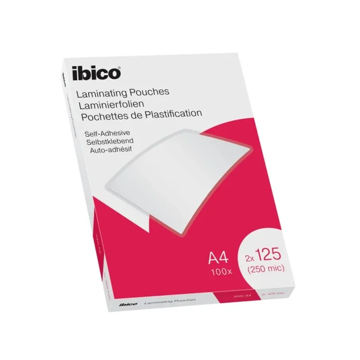 Bolsa de plastificar ibico din a4 2×125 mc autoadhesiva caja de 100 unidades
