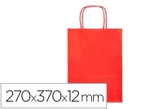 Bolsa Papel Qconnect Celulosa Rojo M Con Asa Retorcida 270x370x120 Mm Kf03751