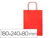 Bolsa Papel Qconnect Celulosa Rojo Xs Con Asa Retorcida 180x240x80 Mm Kf03741