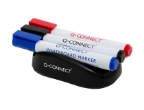 Borrador Qconnect magnetico para pizarra blanca con 3 rotuladores azul negro y KF18634