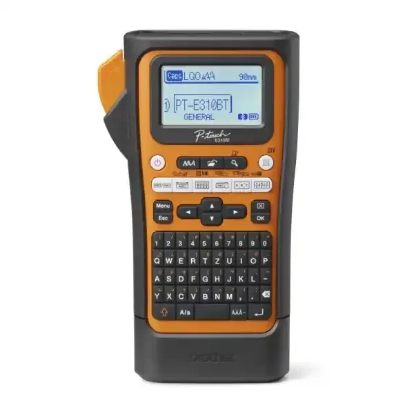 Brother PT-E310BTVP Rotuladora Electronica Bluetooth 5.0, USB – Pantalla LCD 180x180dpi – Velocidad de Impresion 20 mm/s – Ancho Max. de Cinta 15.8mm – Color Negro/Naranja