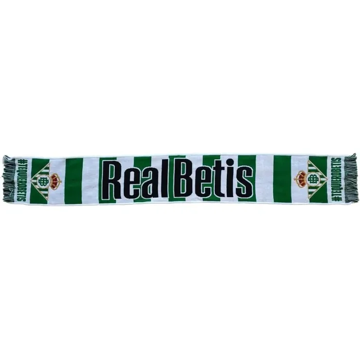 Bufanda Real Betis rayas verticales leyenda TEQUIEROBETIS Tamaño aproximado 130×20 cm producto oficial