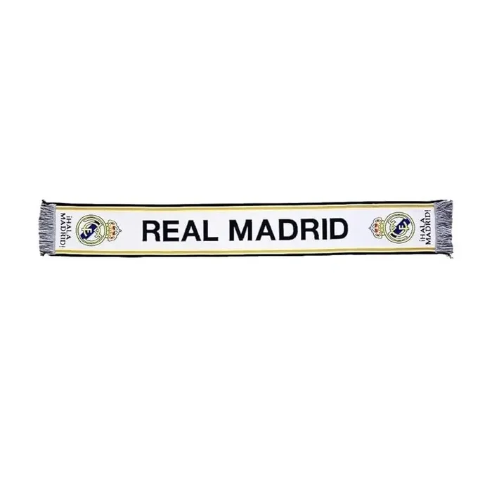Bufanda Real Madrid 140x20cm producto oficial escudos laterales ¡Hala Madrid!