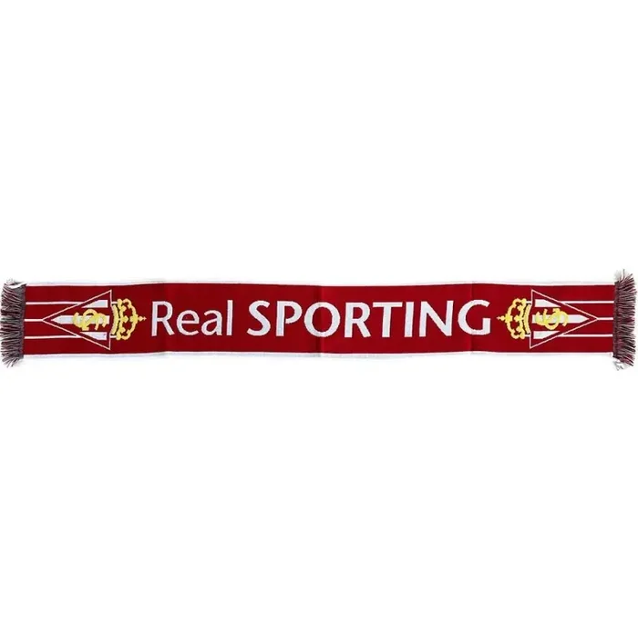 Bufanda Real Sporting de Gijón fondo rojo tamaño 130x20cm producto oficial