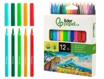 Caja 12 rotuladores colores surtidos Liderpapel, económicos, lavables
