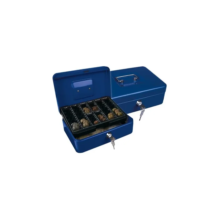 Caja caudales q-connect 10″ 250x180x90 mm azul con portamonedas»