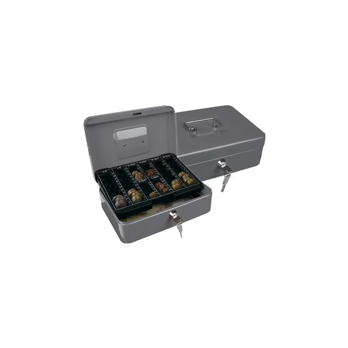Caja caudales q-connect 10″ 250x180x90 mm plata con portamonedas»