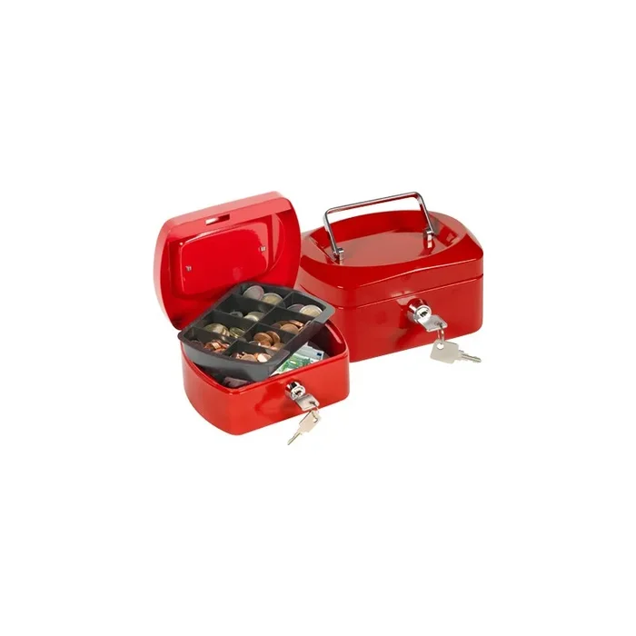 Caja caudales q-connect 6″ 152x115x80 mm roja con portamonedas»