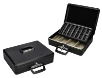 Caja Caudales Qconnect 14,5 370x290x110 Mm Con Portamonedas Y Bandeja Para Billetes Kf04280 , Negro