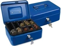 Caja Caudales Qconnect 8 200x160x90 Mm Azul Con Portamonedas Kf03319