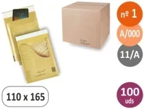 Caja de 100 sobres burbujas, bolsas acolchadas nº1, 11A, A/000, 110x165mm