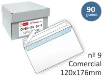 Caja de 500 Sobres 120×176 comercial, blancos, Liderpapel n.9 normalizado, tira de silicona 31922