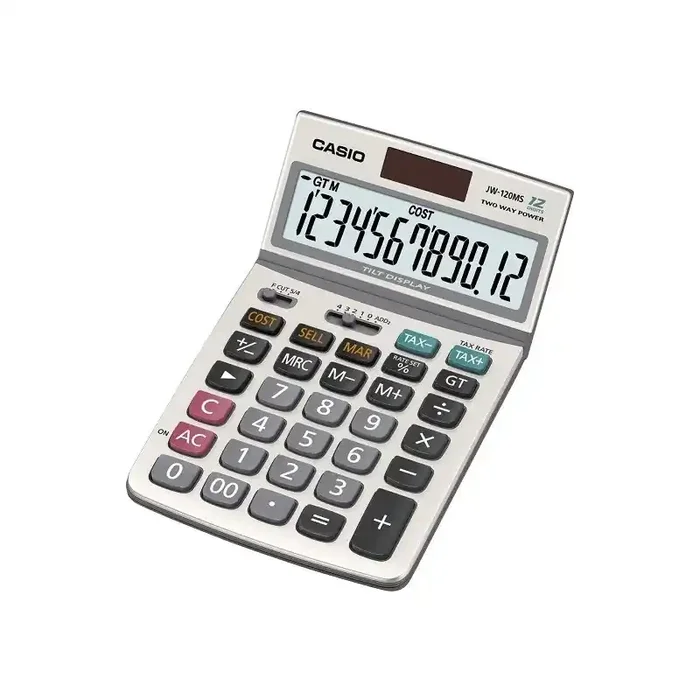 Calculadora CASIO JW-120MS 12 Digitos funcion solar y pila pantalla de 12 dígitos