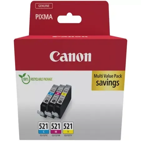 Canon CL521 Pack de 3 Cartuchos de Tinta Originales Cyan, magenta amarillo Cartuchos de tinta originales cyan, magenta y amarillo –