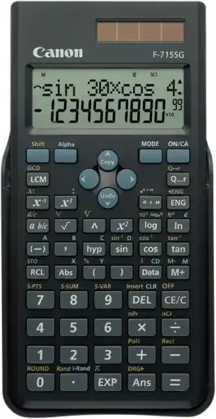 Canon F-715SG Calculadora Cientifica con Pantalla LCD 2 Lineas 16 Digitos – Calculo Interno de hasta 16 Digitos – 250 Funciones y Caracteristicas – Carcasa de Proteccion – Alimentacion Solar y Pilas – Color Negro
