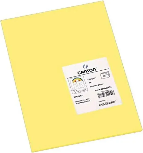 Canson Guarro Pack de 50 Cartulinas Iris A4 de 185g – 21×29.7cm – Color Amarillo Limon