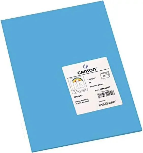 Canson Guarro Pack de 50 Cartulinas Iris A4 de 185g – 21×29.7cm – Color Azul Maldivas