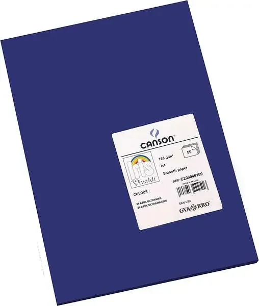 Canson Guarro Pack de 50 Cartulinas Iris A4 de 185g – 21×29.7cm – Color Azul Ultramar