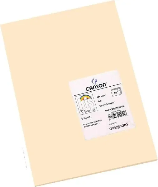 Canson Guarro Pack de 50 Cartulinas Iris A4 de 185g – 21×29.7cm – Color Cascara Huevo