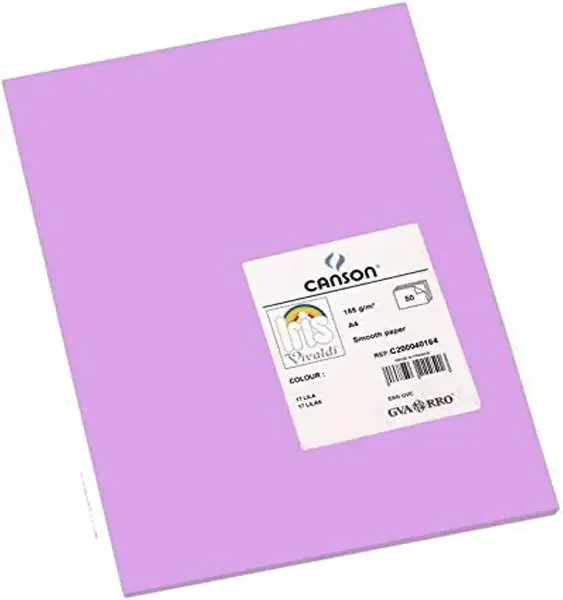 Canson Guarro Pack de 50 Cartulinas Iris A4 de 185g – 21×29.7cm – Color Lila