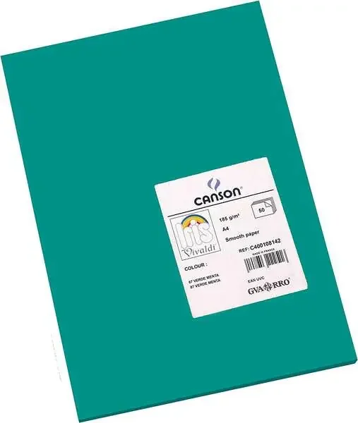 Canson Guarro Pack de 50 Cartulinas Iris A4 de 185g – 21×29.7cm – Color Verde Menta