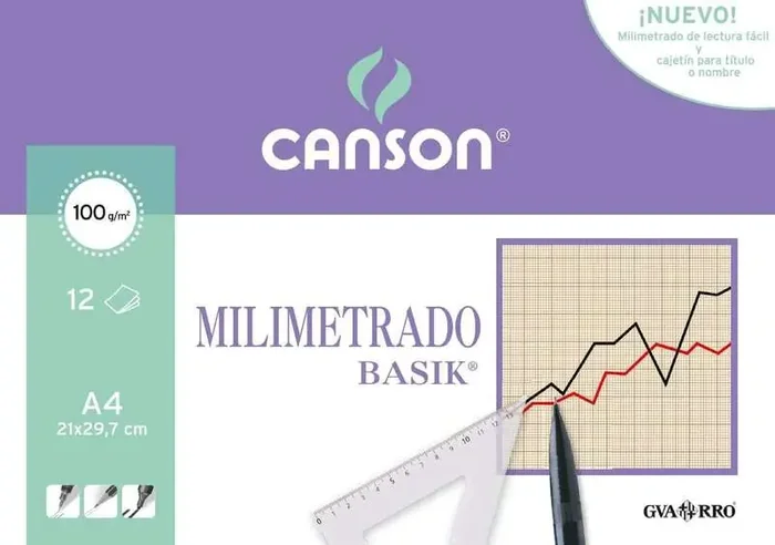 Canson Minipack de 12 Hojas A4 – Milimetrado Basik – 21×29.7cm – 100g – Color Sepia
