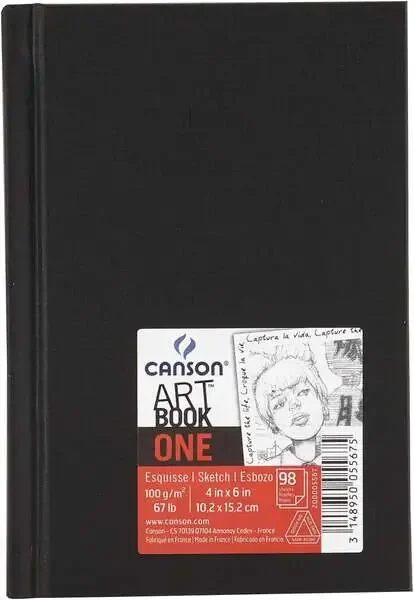 Canson Sketch One Fino Cuaderno de Dibujo con 98 Hojas – 10.1×15.2cm – 100g – Color Blanco