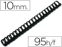 Canutillo Qconnect Redondo 10 Mm Plastico Negro Capacidad 95 Hojas Caja De Kf24020