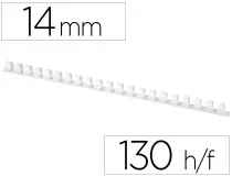 Canutillo Qconnect Redondo 14 Mm Plastico Blanco Capacidad 130 Hojas Caja De Kf24052