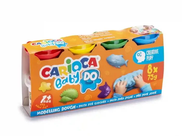 Carioca Baby Do Pack de 8 Pastas de Modelar – Super Ligera – Elastica – Maleable – Ideal para Primeras Experiencias Tactiles – Se Seca al Aire – Color Varios
