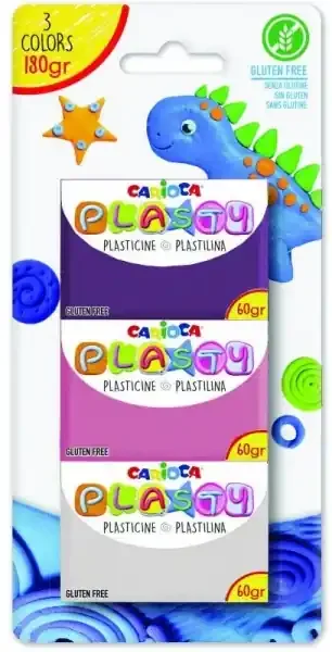 Carioca Blister 3 Plastilinax60gr – Facil de Usar – No Se Seca – Reutilizable – Colores Brillantes y Mezclables – Libre de Gluten – Color Varios