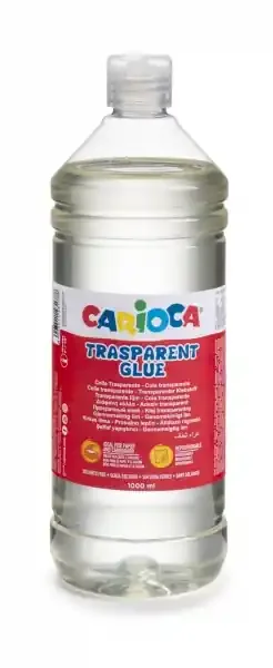 Carioca Botella Cola Transparente 1000gr – Tapa con Dispensador – Apta para Papel y Carton – Secado Transparente – Color Transparente