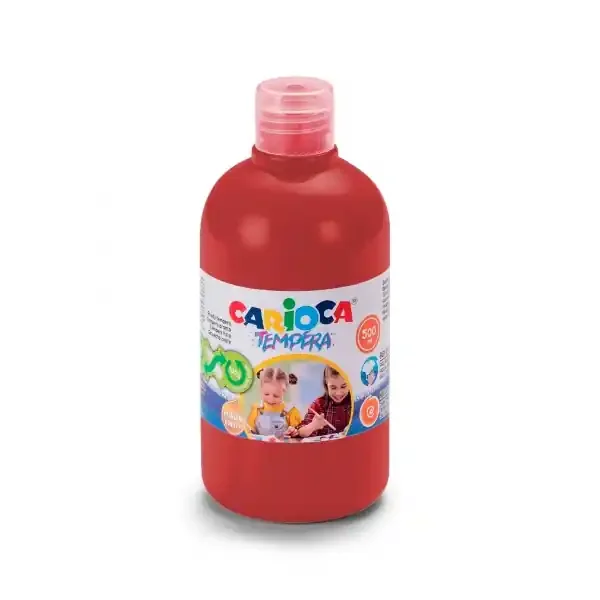 Carioca Botella de Tempera 500ml – Colores Superlavables – Faciles de Mezclar – Aplicable en Materiales Porosos – Alta Opacidad – Color Rojo