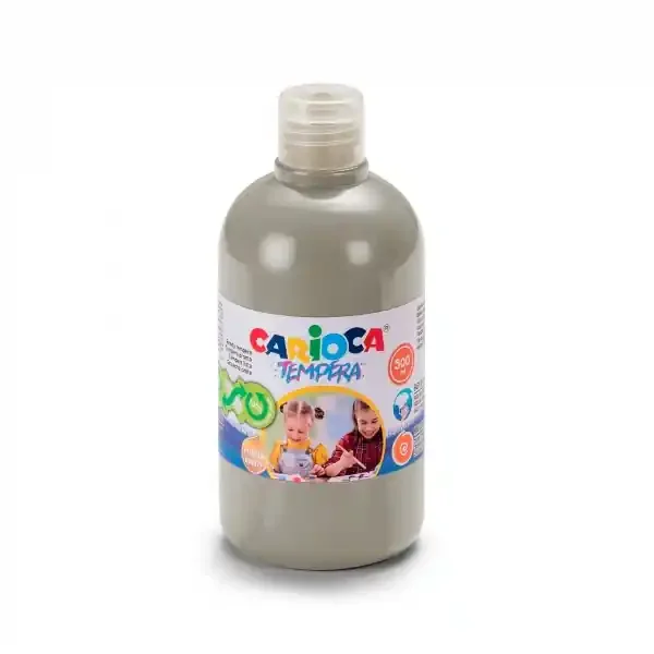 Carioca Botella de Tempera 500ml – Superlavable – Facil de Mezclar – Alta Opacidad – Color Plata