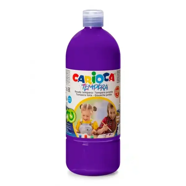 Carioca Botella de Tempera – 1000ml – Colores Superlavables – Faciles de Mezclar – Aplicable en Materiales Porosos – Alta Opacidad – Color Morado