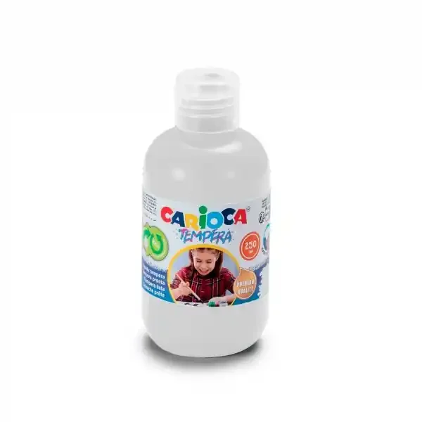 Carioca Botella de Tempera – 250ml – Colores Superlavables – Faciles de Mezclar – Aplicable en Materiales Porosos – Alta Opacidad – Blanco – Color Blanco