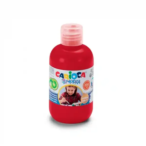 Carioca Botella de Tempera – 250ml – Colores Superlavables – Faciles de Mezclar – Aplicable en Materiales Porosos – Alta Opacidad – Color Rojo