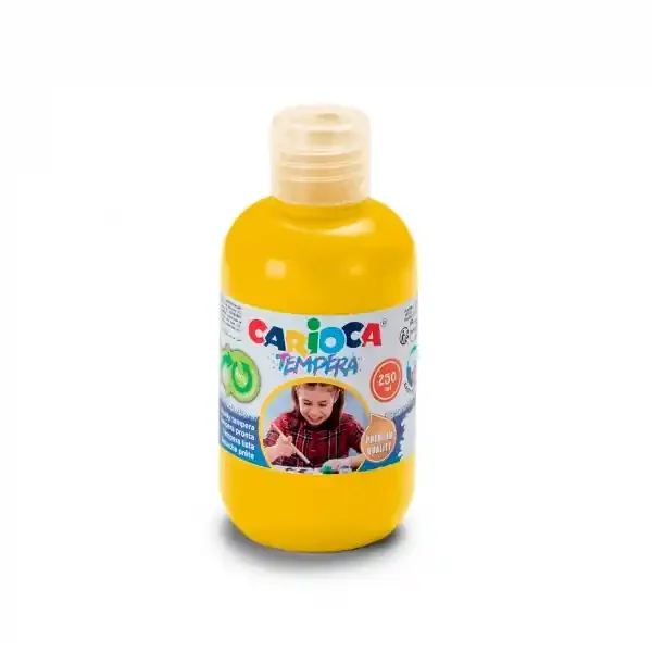 Carioca Botella Tempera 250ml – Colores Superlavables – Faciles de Mezclar – Aplicable en Materiales Porosos – Alta Opacidad – Color Amarillo